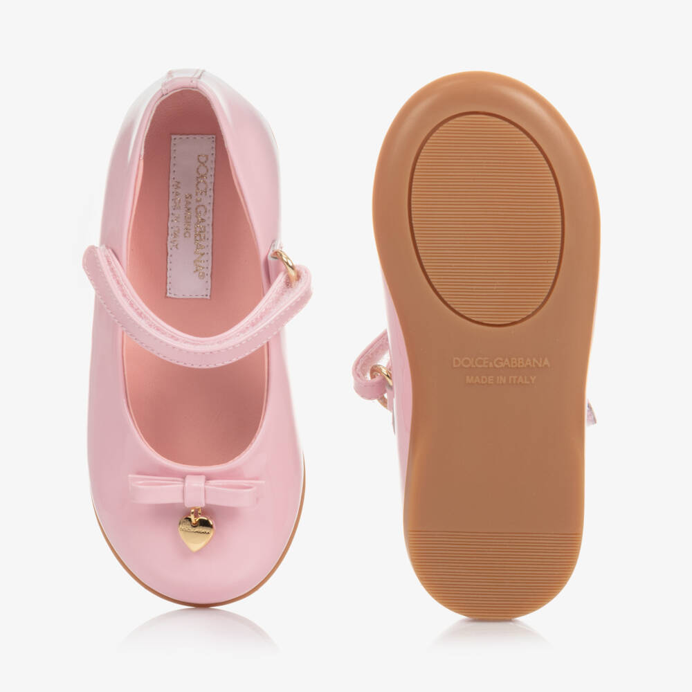 Dolce & Gabbana-Girls Pink Patent Leather Ballerina Pumps | Childrensalon Outlet