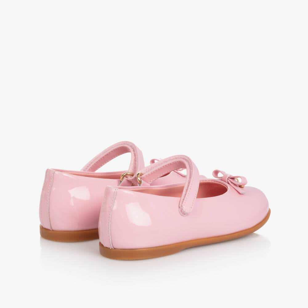 Dolce & Gabbana-Girls Pink Patent Leather Ballerina Pumps | Childrensalon Outlet