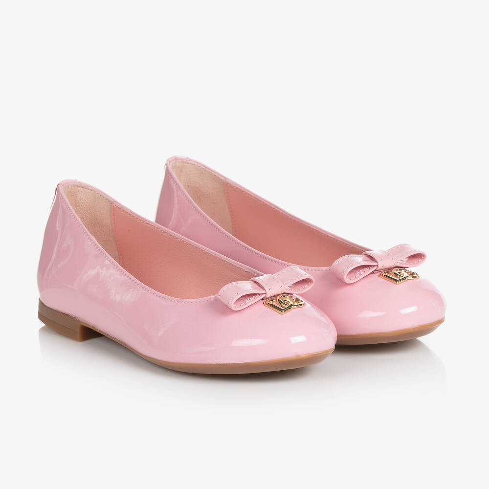 Dolce & Gabbana - Girls Pink Patent Leather Ballerinas | Childrensalon
