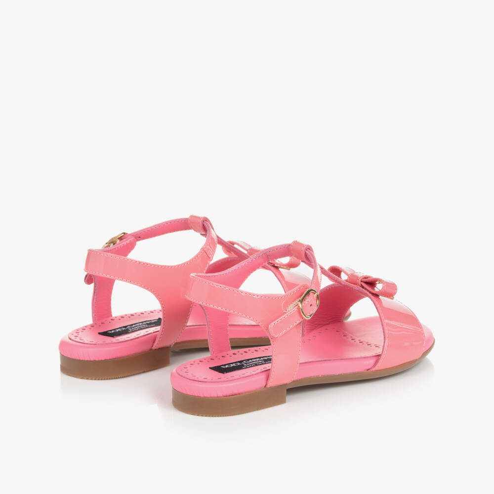 Dolce & Gabbana-Girls Pink Patent Leather DG Sandals | Childrensalon Outlet