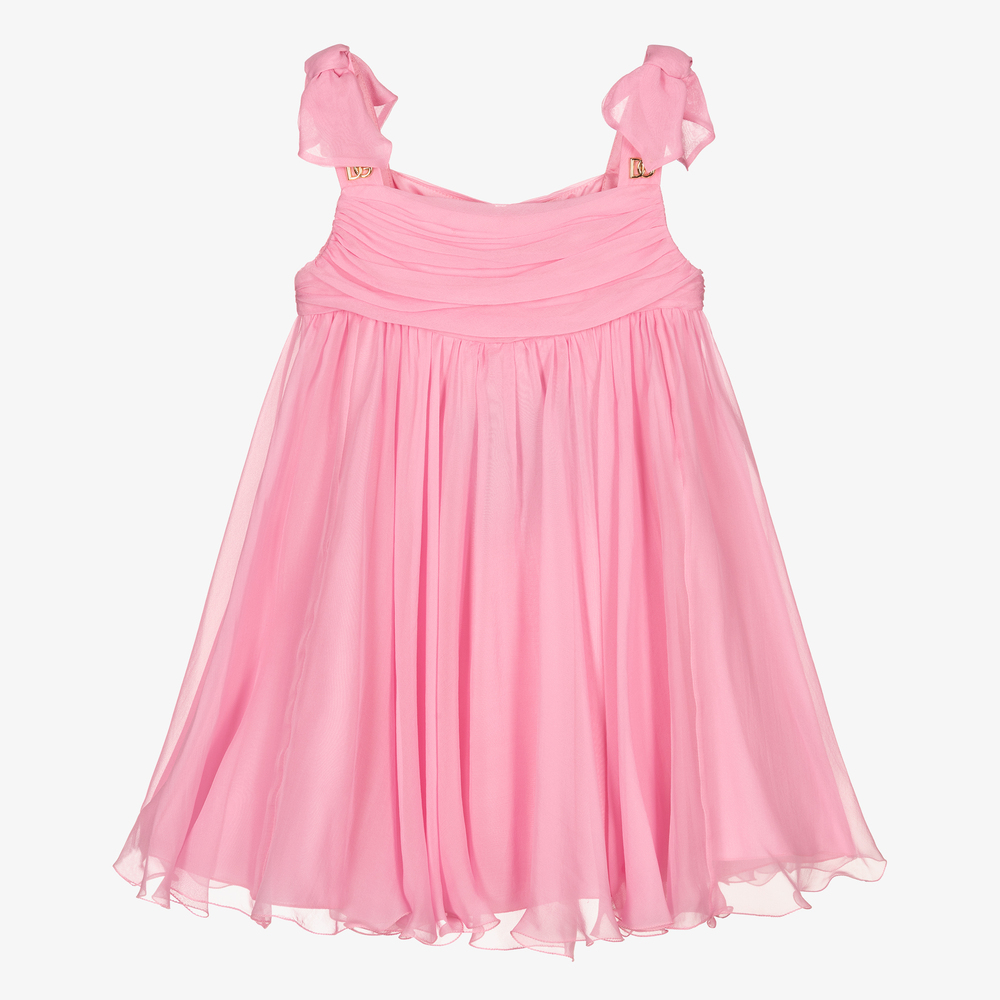 Dolce & Gabbana - Розовое шелковое платье для девочек  | Childrensalon