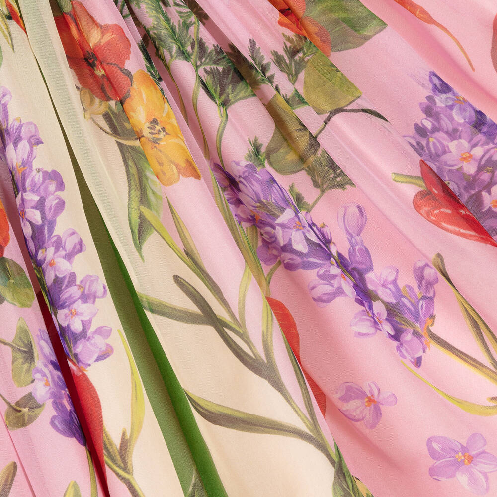 Dolce & Gabbana-Girls Pink Silk Farmer Print Dress | Childrensalon Outlet