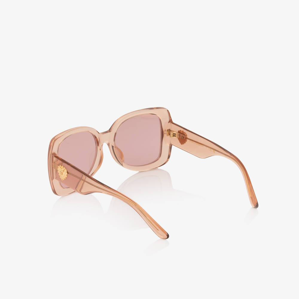 Dolce & Gabbana-Girls Pink Transparent Sunglasses with Heart Logos | Childrensalon Outlet