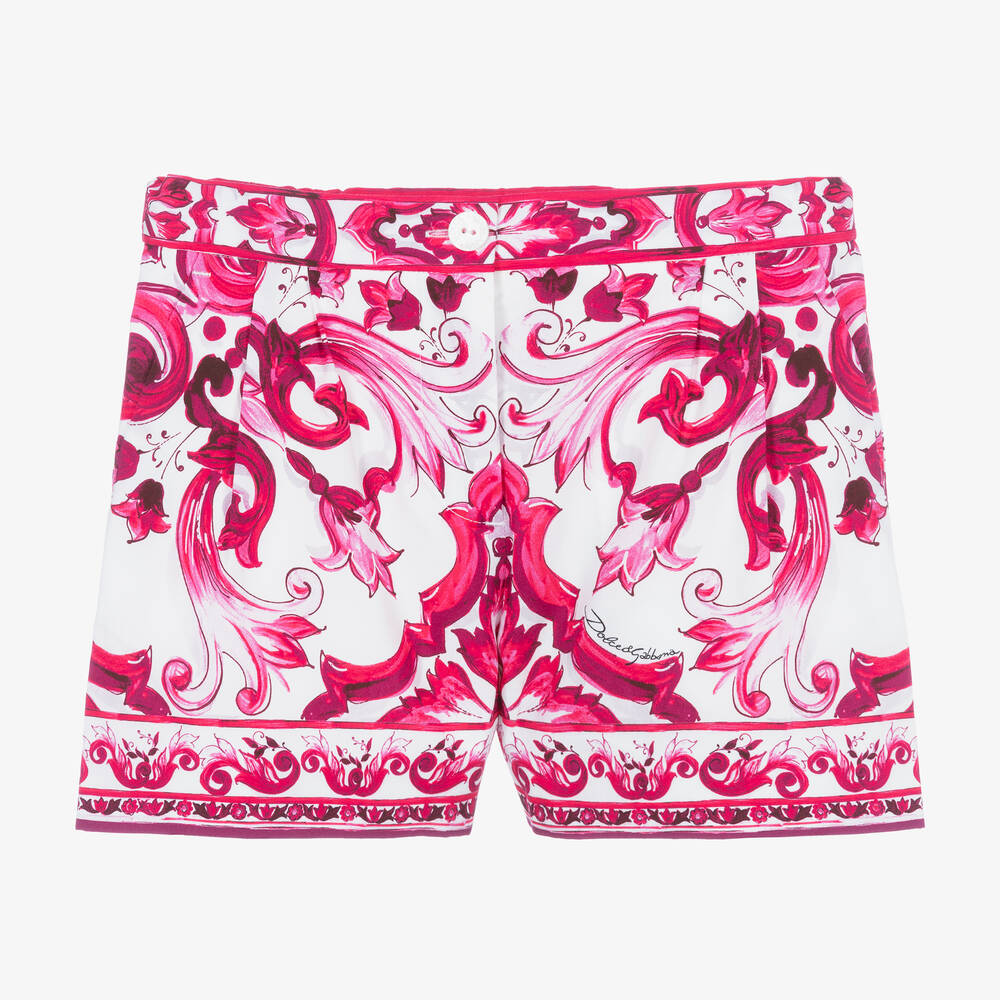 Dolce & Gabbana - Short coton rose et blanc Majolica | Childrensalon