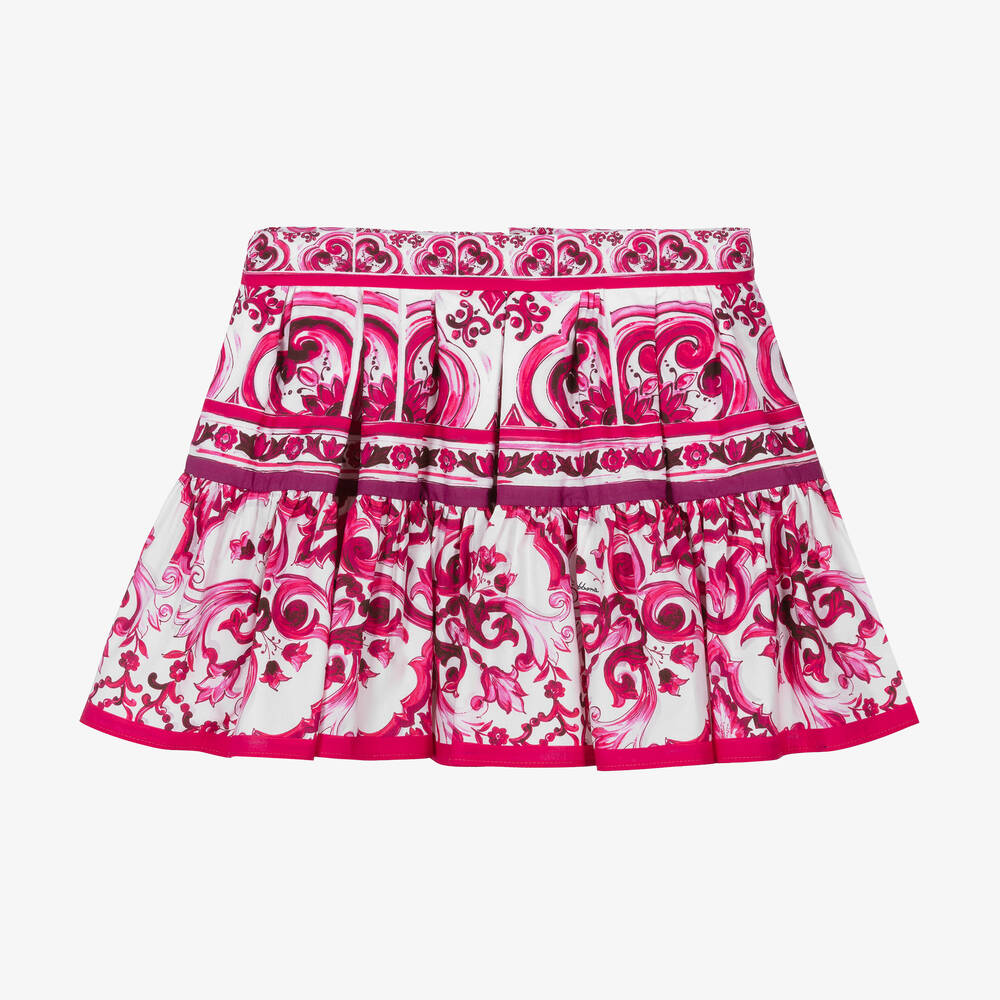 Dolce & Gabbana - Majolica Baumwollrock Pink/Weiß | Childrensalon