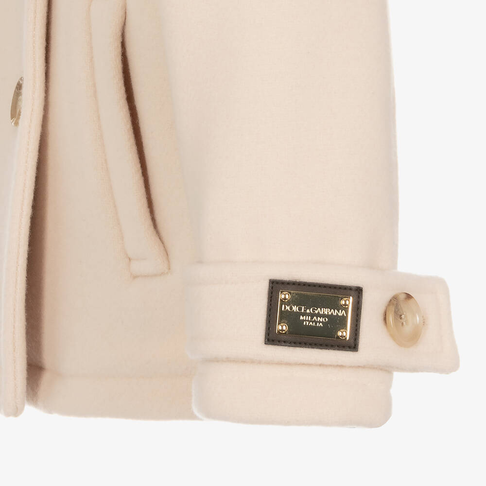 Dolce & Gabbana-Girls Pink Wool Double-Breasted Jacket | Childrensalon Outlet