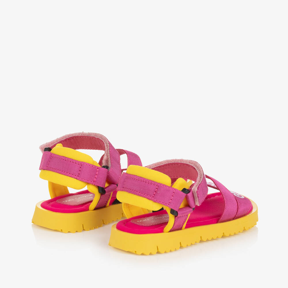 Dolce & Gabbana-Girls Pink & Yellow Velcro Sandals | Childrensalon Outlet