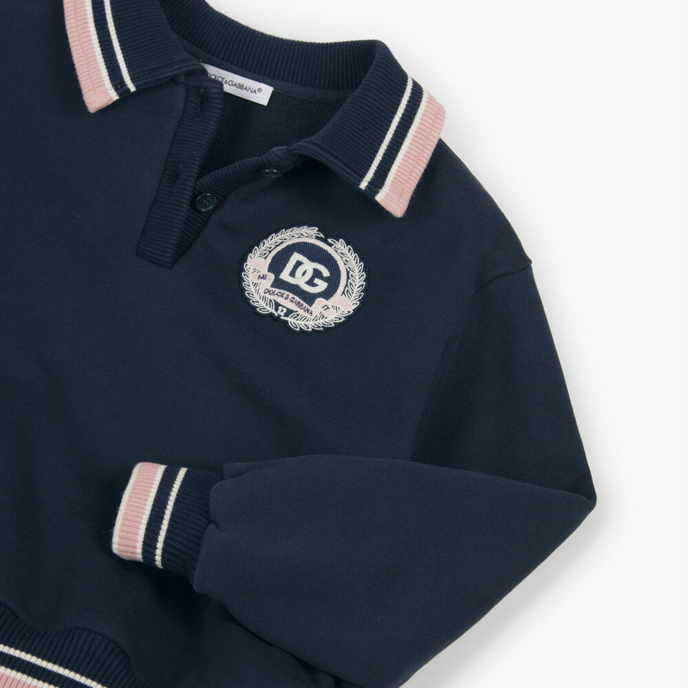Dolce & Gabbana-Girls Polo Collar Navy Dress | Childrensalon Outlet