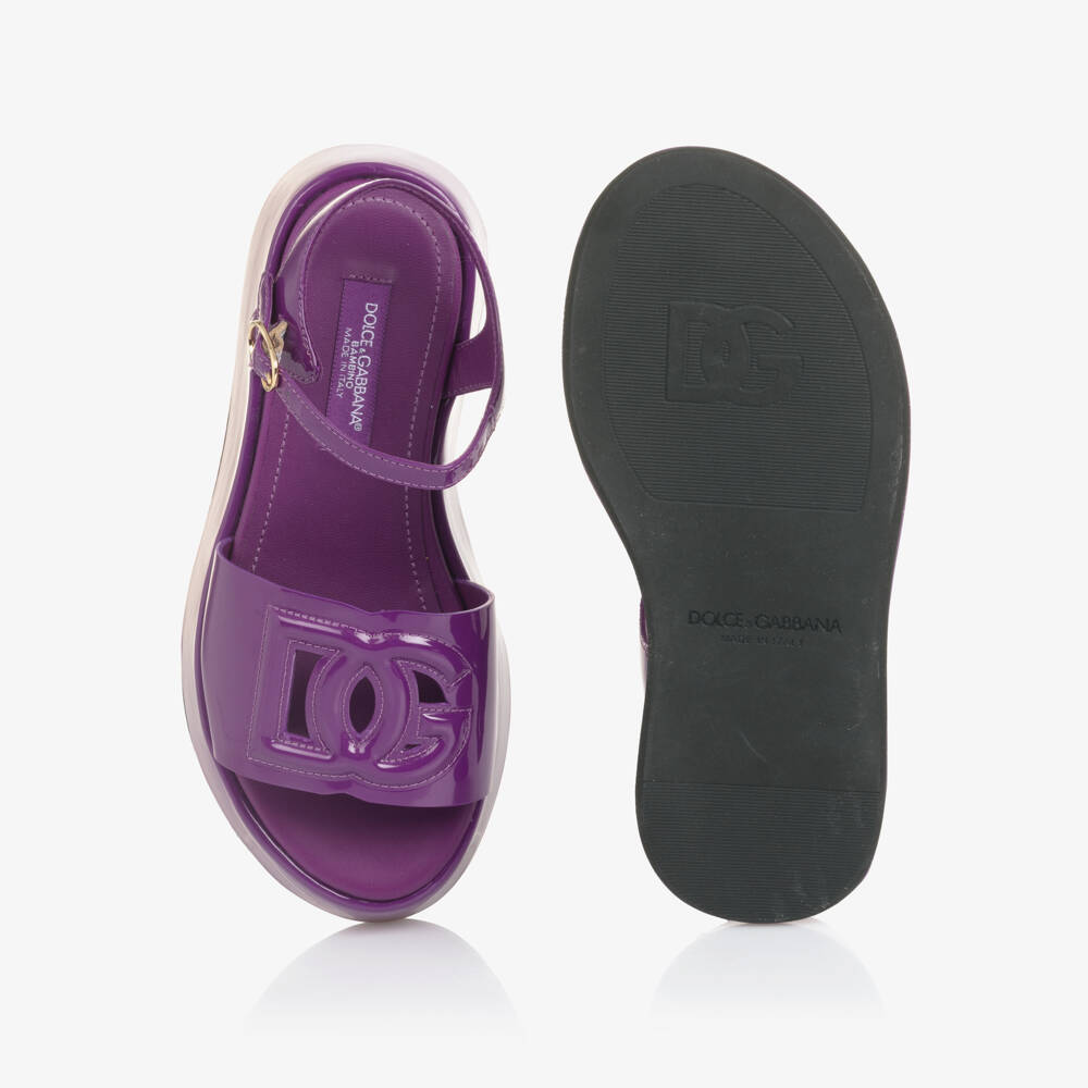 Dolce & Gabbana-Girls Purple Patent Leather Platform Sandals | Childrensalon Outlet
