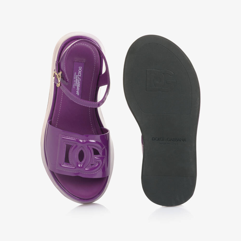 Dolce & Gabbana-Girls Purple Patent Leather Platform Sandals | Childrensalon Outlet