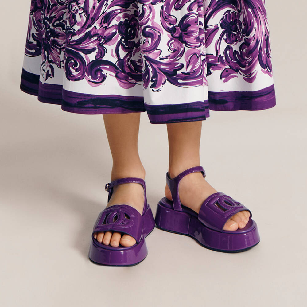 Dolce & Gabbana-Girls Purple Patent Leather Platform Sandals | Childrensalon Outlet