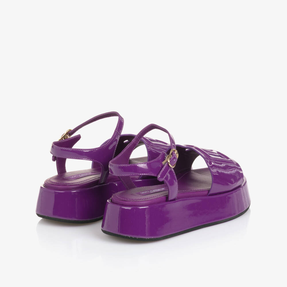 Dolce & Gabbana-Girls Purple Patent Leather Platform Sandals | Childrensalon Outlet