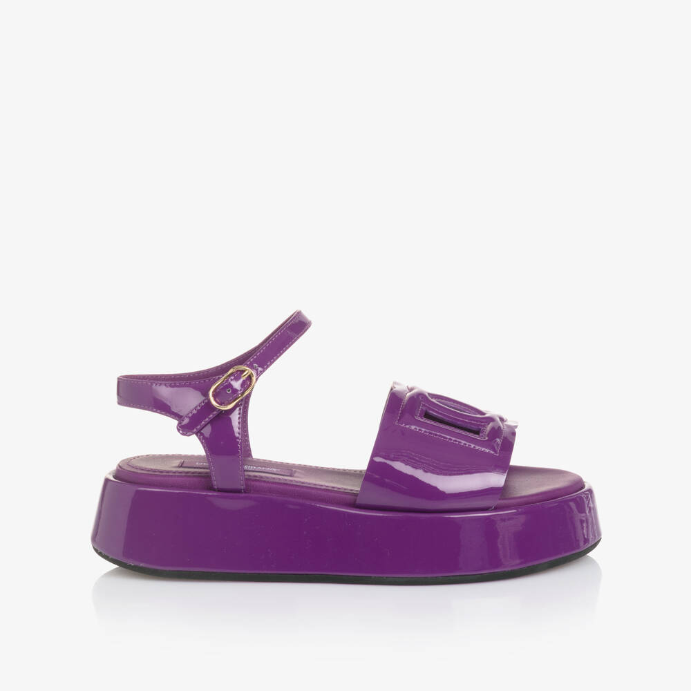 Dolce & Gabbana-Girls Purple Patent Leather Platform Sandals | Childrensalon Outlet