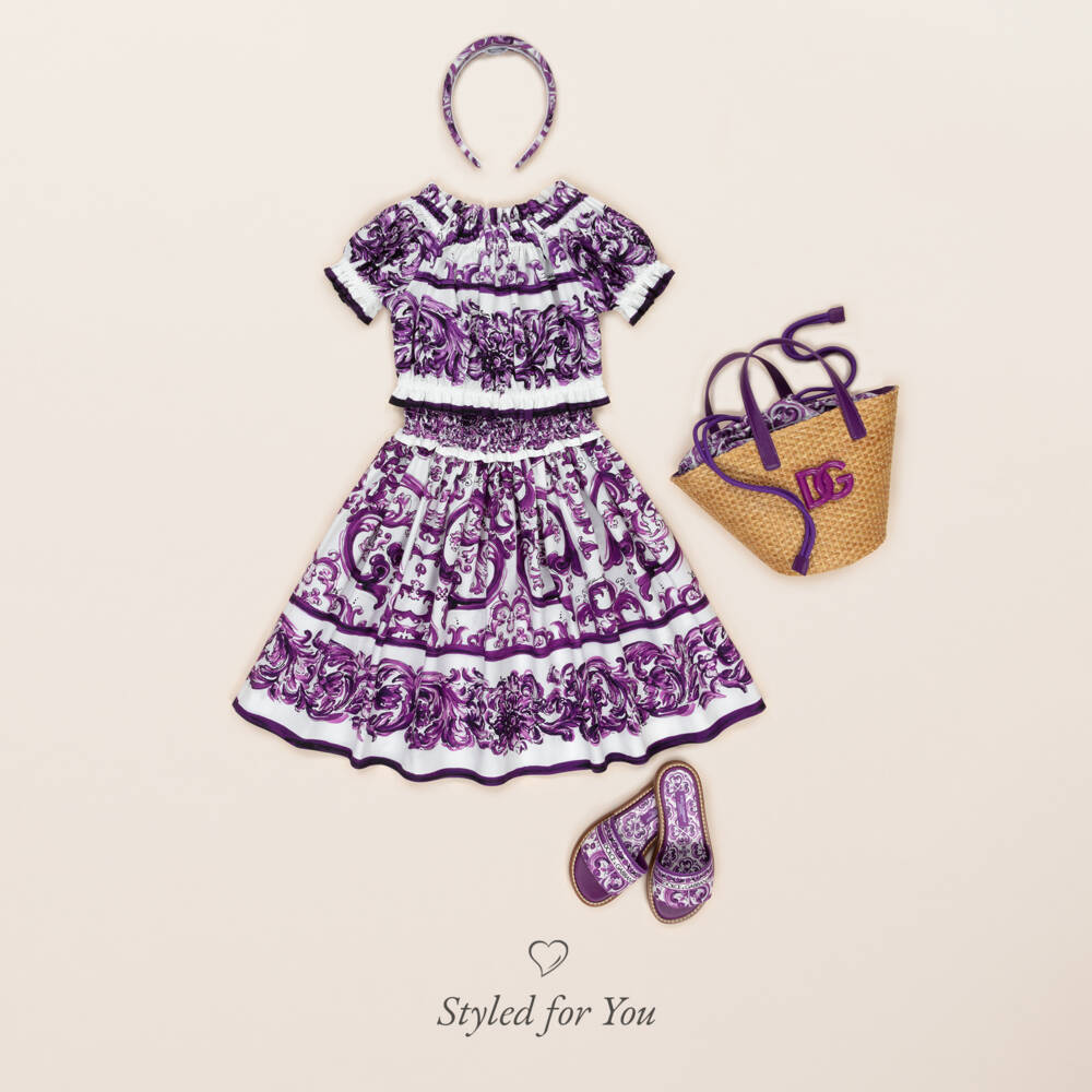 Dolce & Gabbana-بلوزة قطنية بنفسجية للبنات | Childrensalon Outlet