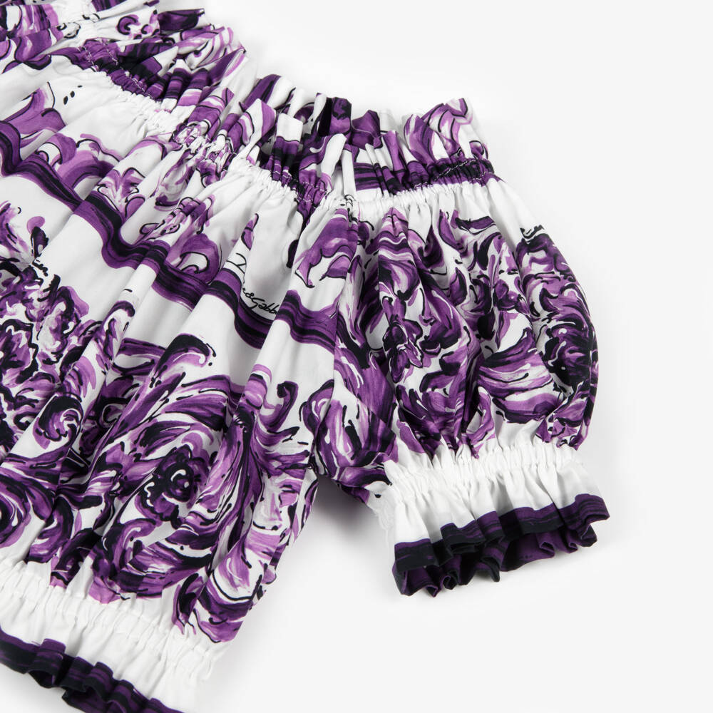 Dolce & Gabbana-بلوزة قطنية بنفسجية للبنات | Childrensalon Outlet