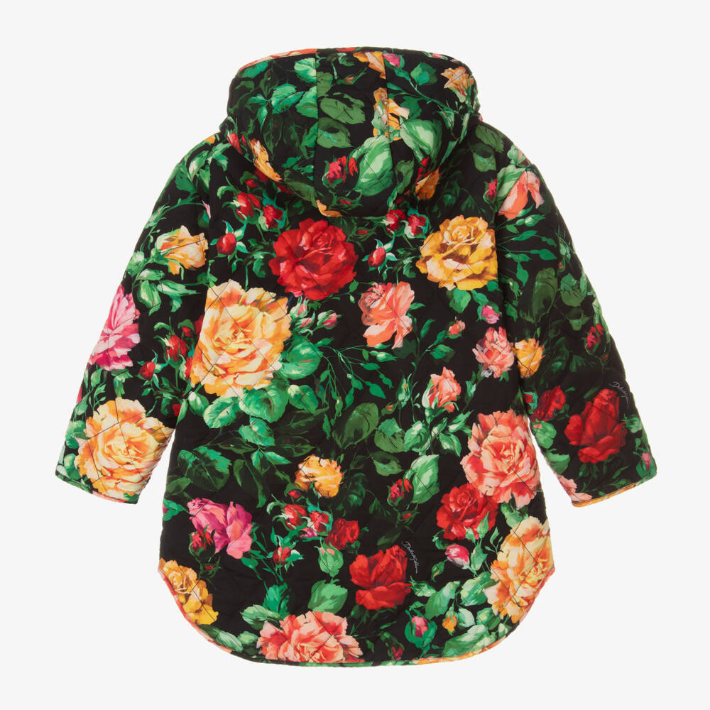 Dolce & Gabbana-Girls Quilted Coat with Floral Design | Childrensalon Outlet