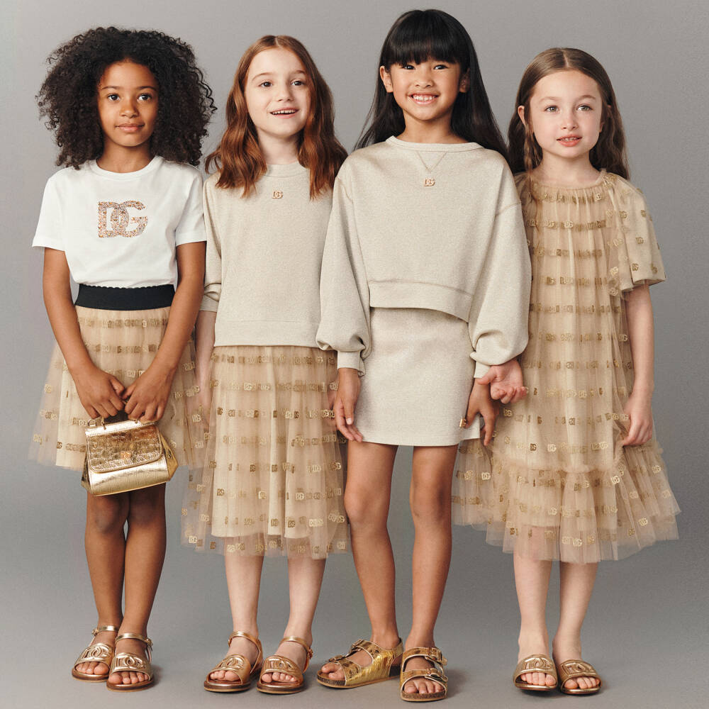 Dolce & Gabbana-Золотая праздничная юбка для девочек | Childrensalon Outlet