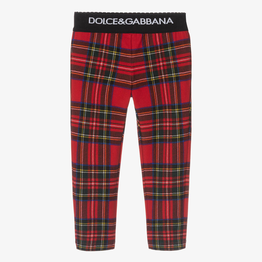 Girls red plaid leggings 2025