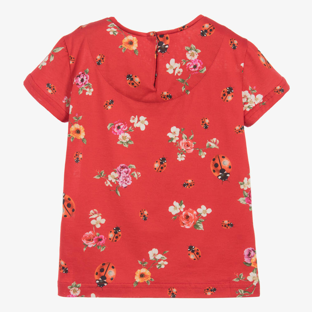Dolce & Gabbana-Girls Red 'Coccinelle' T-Shirt | Childrensalon Outlet