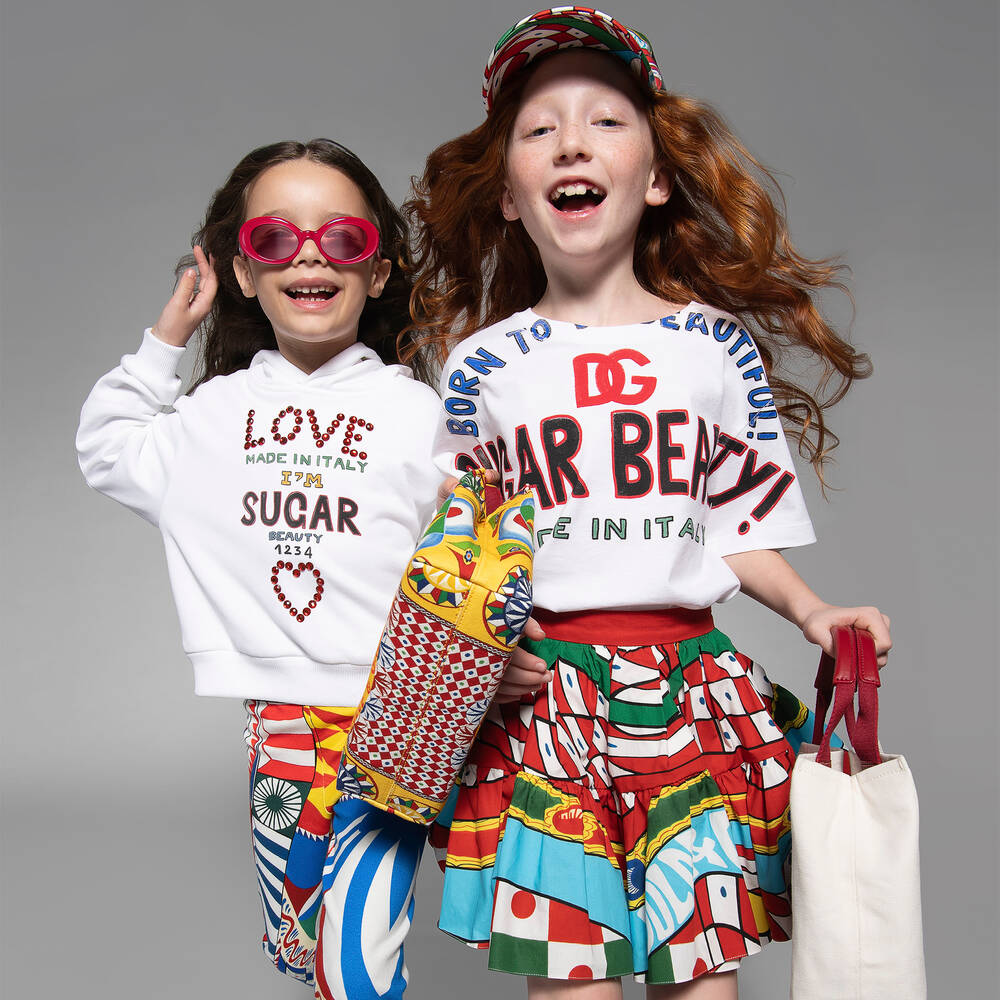 Dolce Gabbana Girls Red Cotton Carretto Skirt