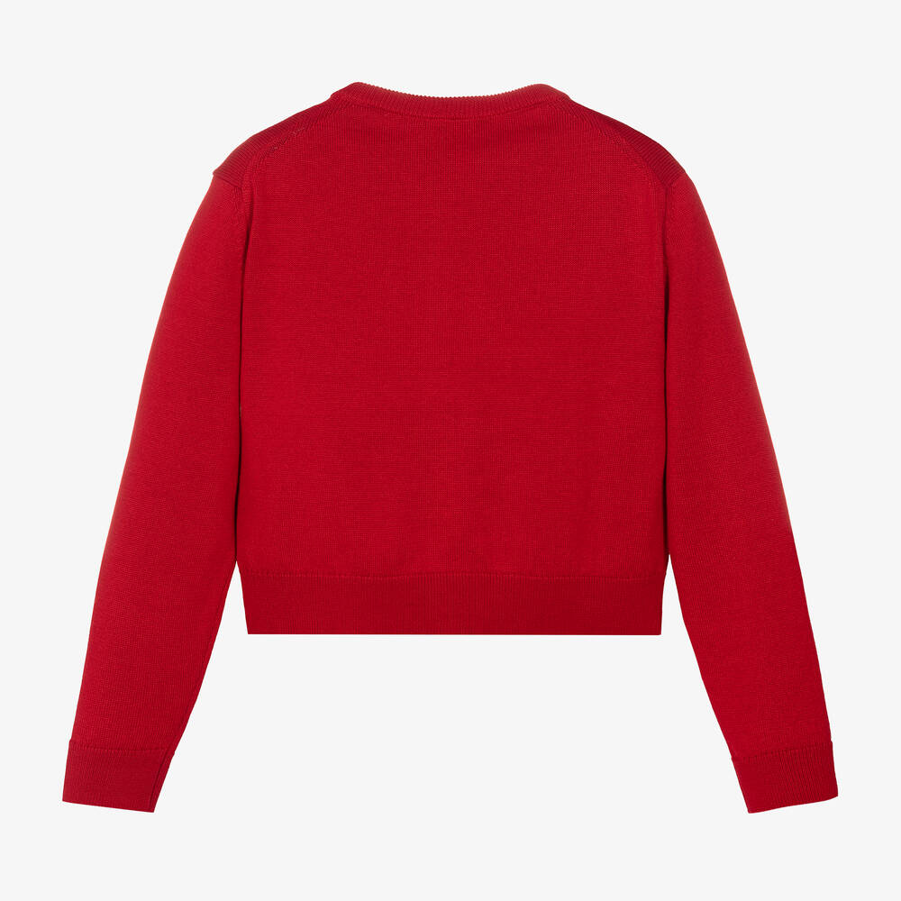 Dolce & Gabbana-Красный трикотажный кардиган с маками для девочек | Childrensalon Outlet