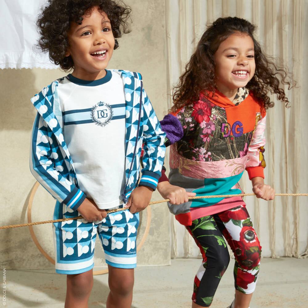 Dolce & Gabbana - Girls Red Floral Leggings | Childrensalon