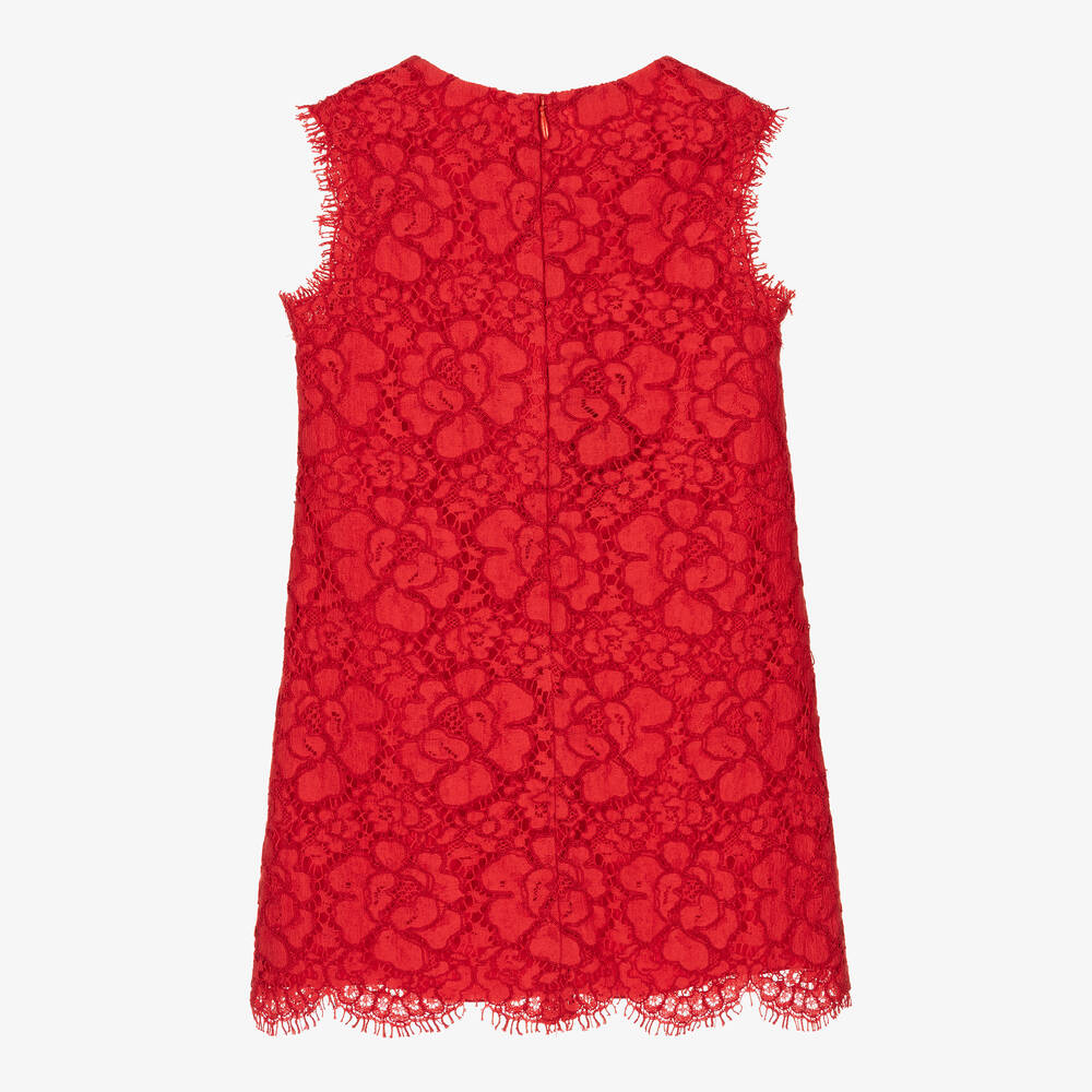 VIP【関税送料無料】希少 DOLCE & GABBANA RED FLATS Dolce & Gabbana - Girls Red Lace DG Logo Dress