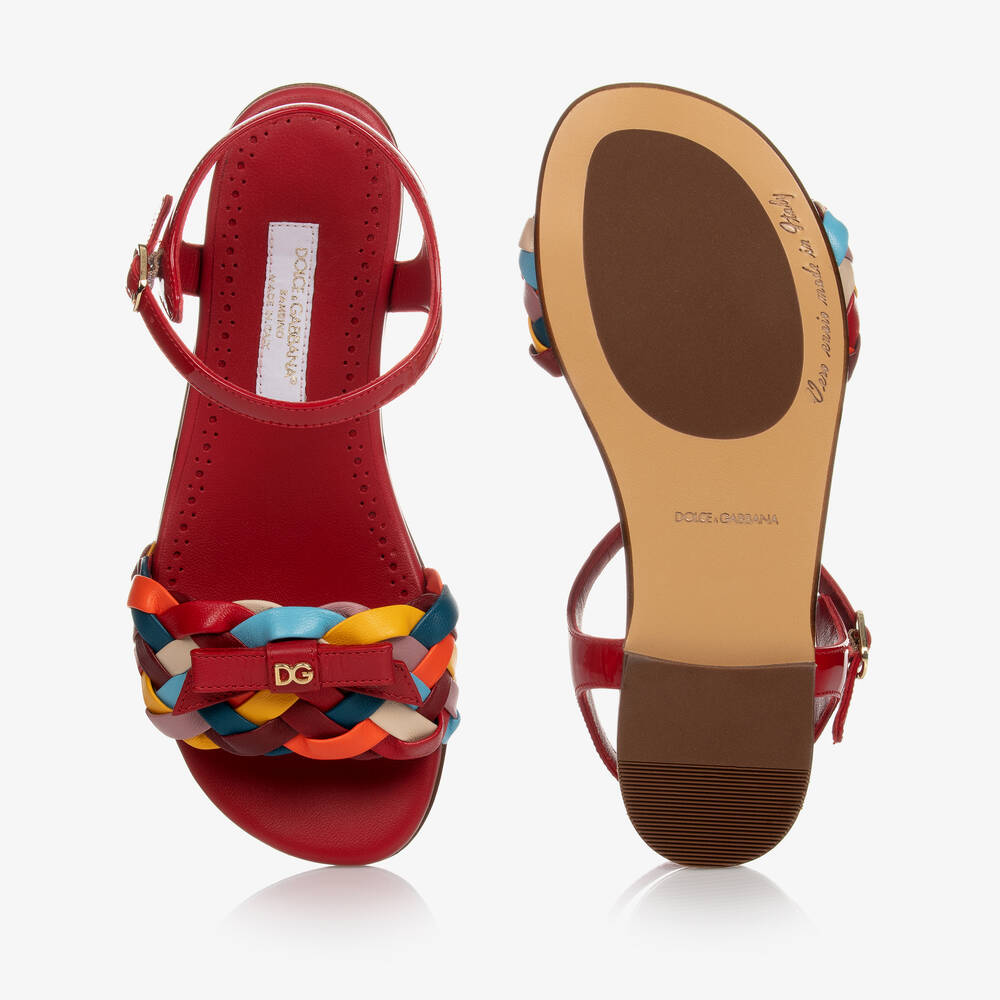 Dolce & Gabbana-Girls Red Leather Sandals | Childrensalon Outlet
