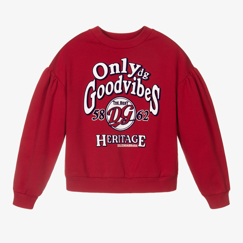 Dolce & Gabbana - Girls Red Logo Sweatshirt | Childrensalon
