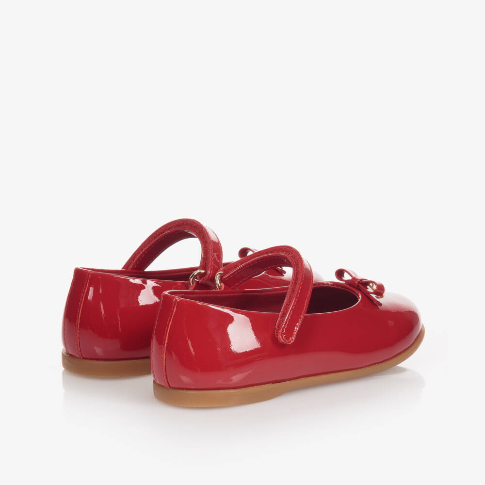 Dolce & Gabbana-Girls Red Patent Leather Shoes With Heart Charm | Childrensalon Outlet