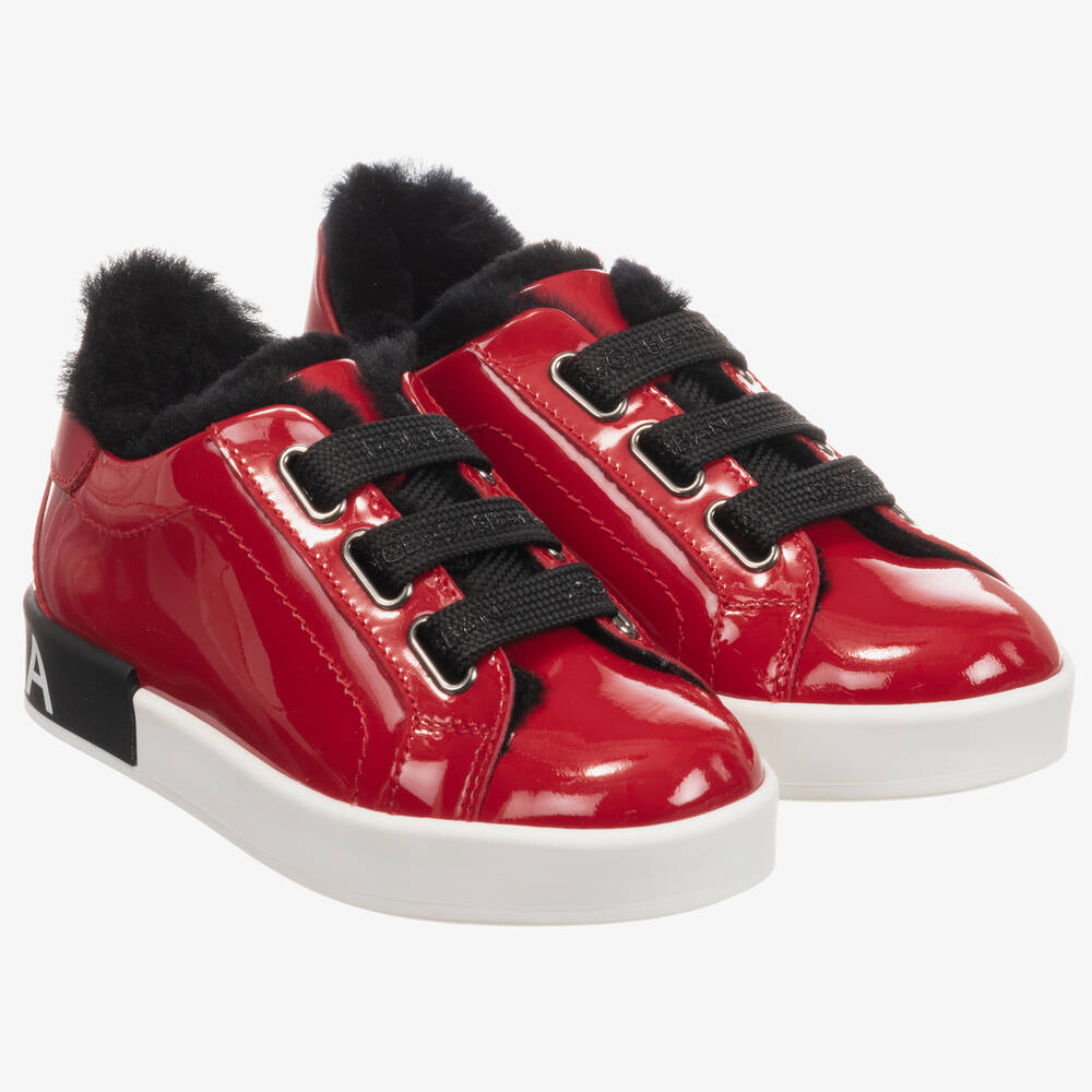 Dolce & Gabbana - Girls Red Patent Trainers | Childrensalon