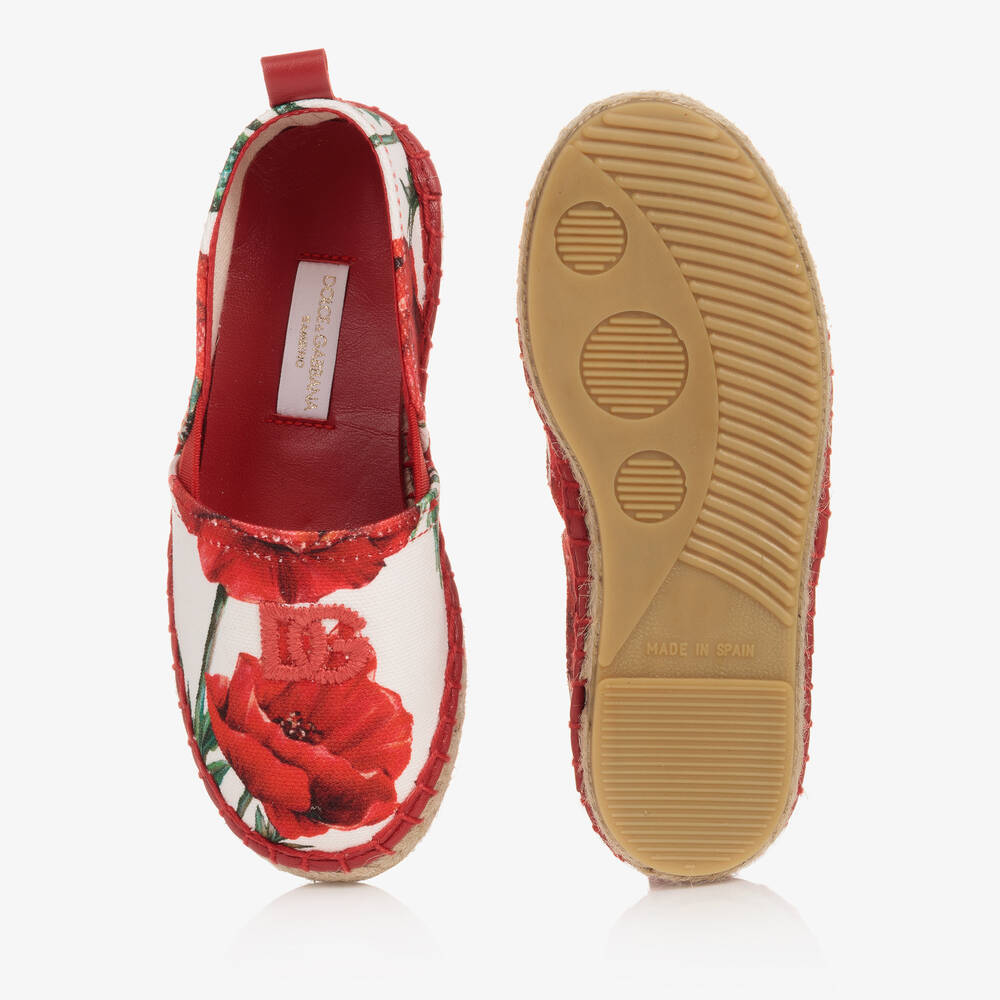 Dolce & Gabbana-Girls Red Poppy Logo Espadrilles | Childrensalon Outlet