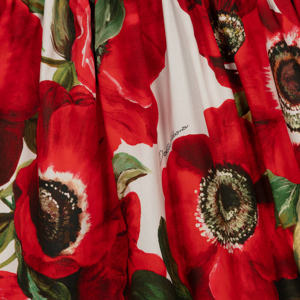 1950s Red Poppy Print Dress | MEDIUM