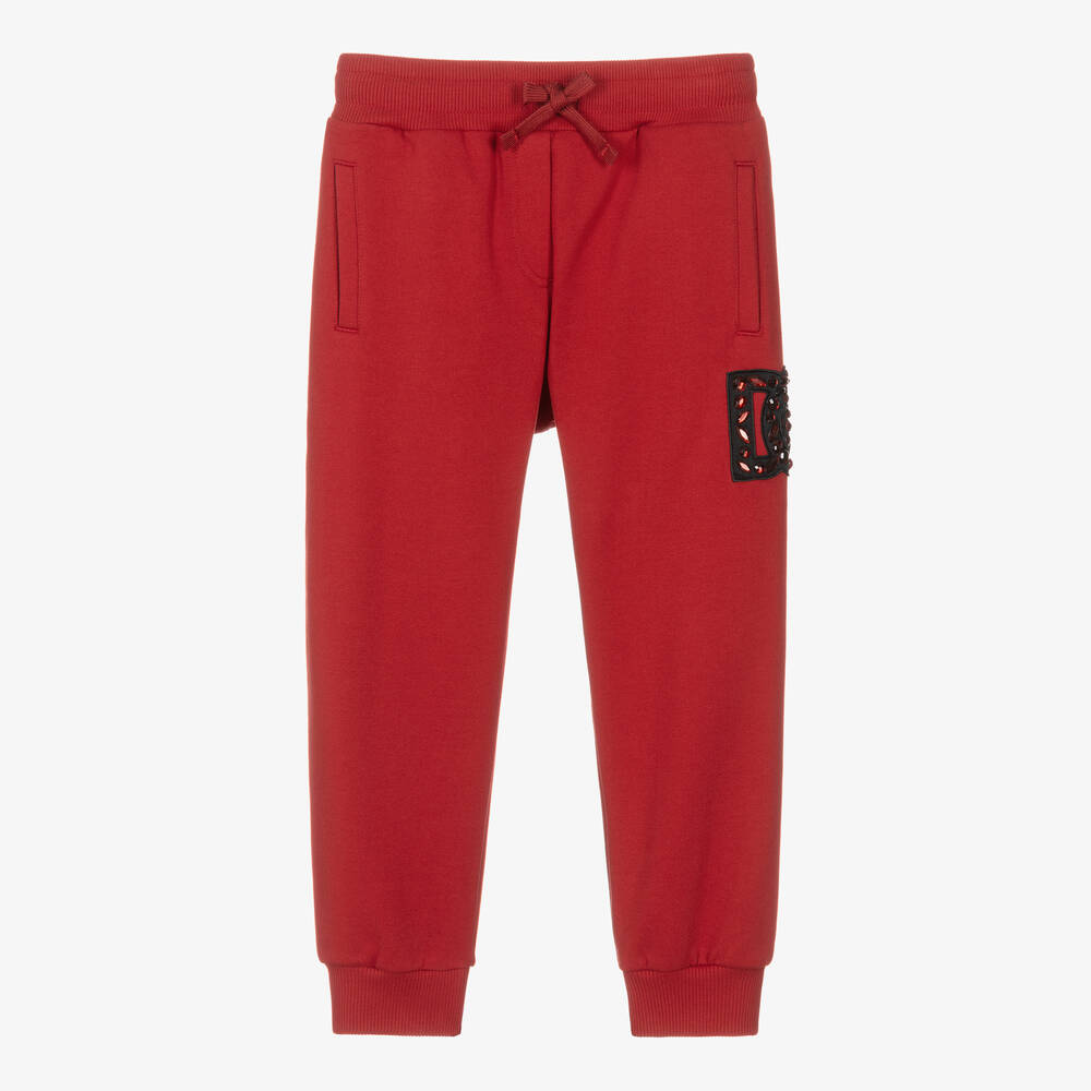 Dolce & Gabbana - Girls Red Rhinestone DG Joggers | Childrensalon