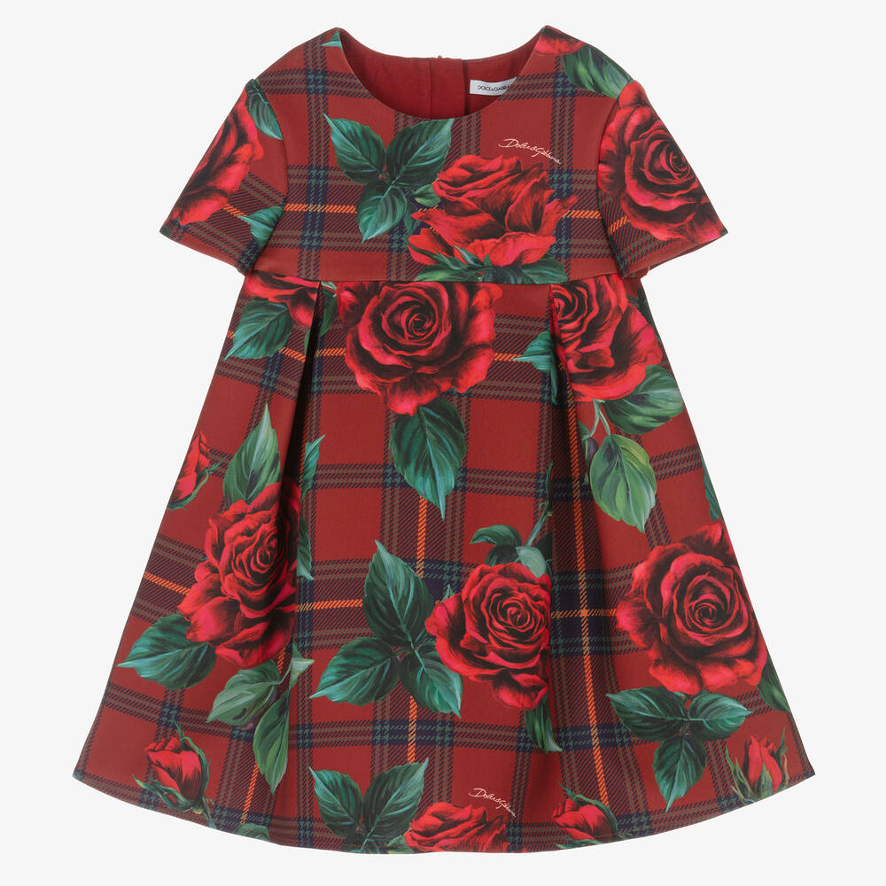 Dolce & Gabbana-فستان جيرسي تارتان لون أحمر | Childrensalon Outlet