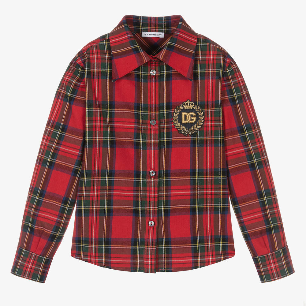 Dolce & Gabbana - Girls Red Tartan Check Blouse | Childrensalon