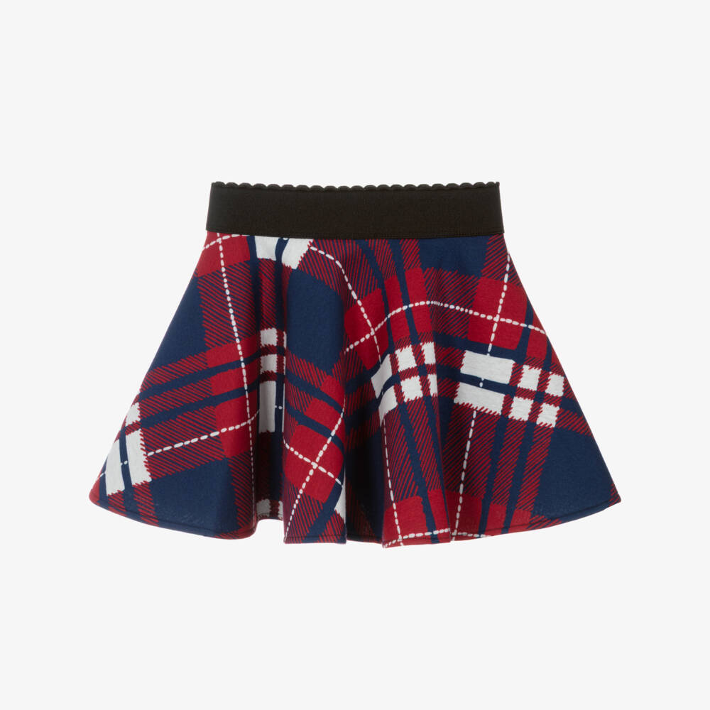 Dolce & Gabbana-Girls Red Tartan Cotton Jersey Skirt | Childrensalon Outlet