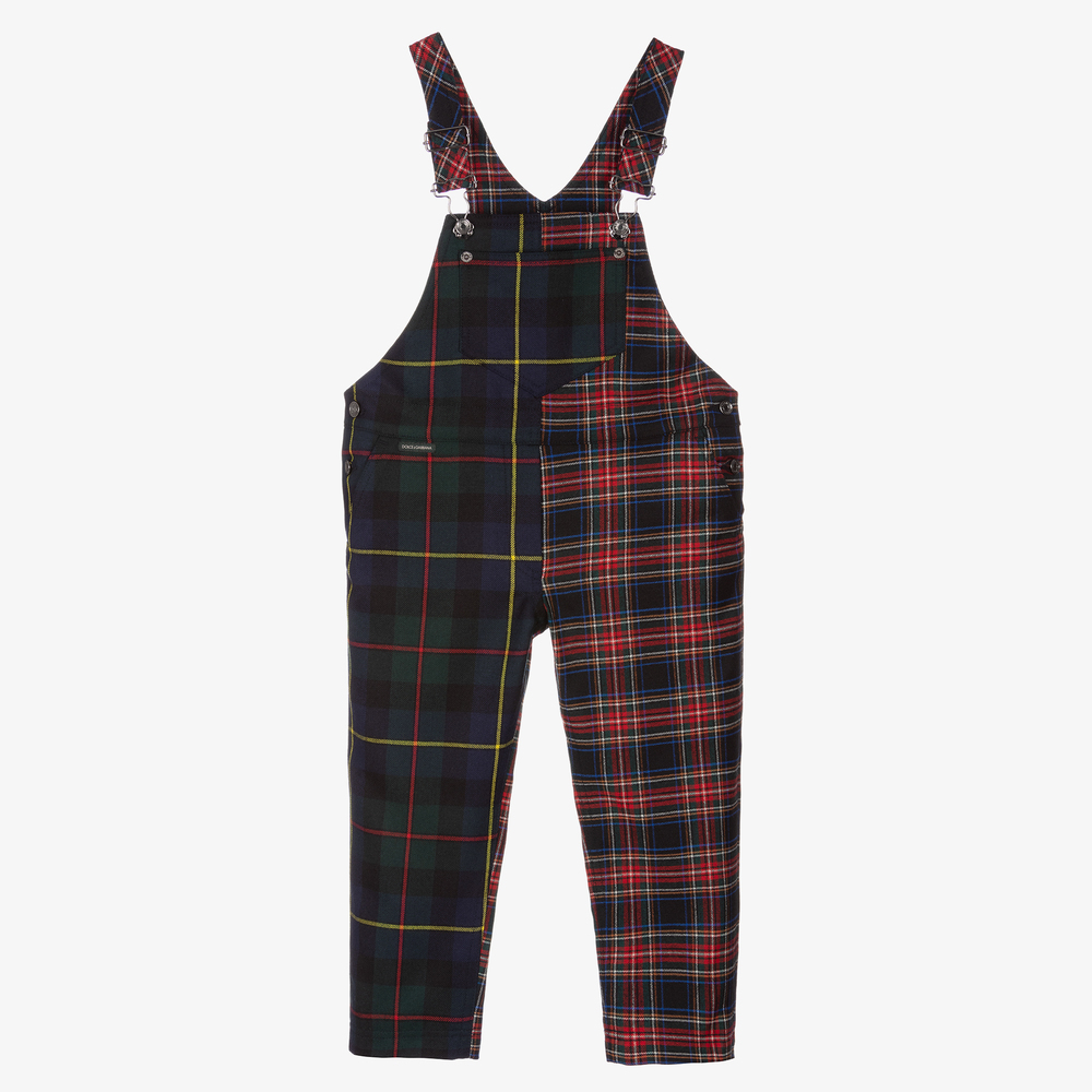 Dolce & Gabbana - Rote Schottenkaro-Latzhose (M) | Childrensalon