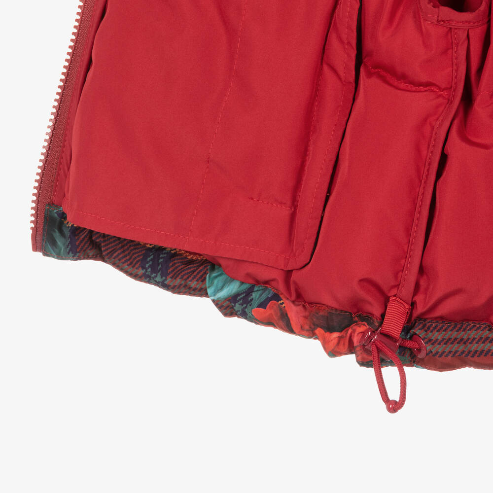 Dolce & Gabbana-Красный пуховик в клетку с розами | Childrensalon Outlet