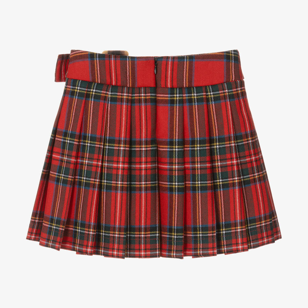 Dolce & Gabbana-Girls Red Wool Tartan Skirt | Childrensalon Outlet