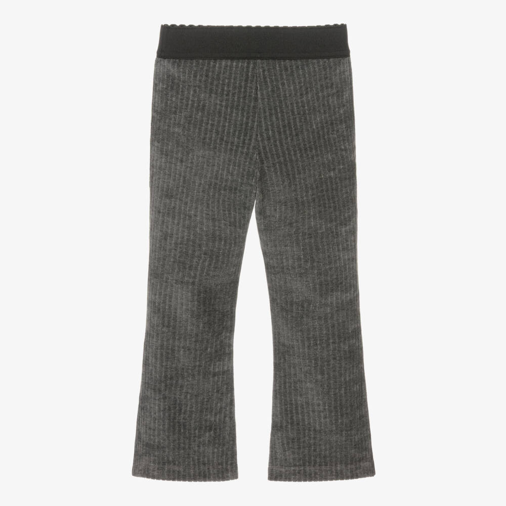 Dolce & Gabbana-Girls Ribbed Velour Grey Leggings | Childrensalon Outlet