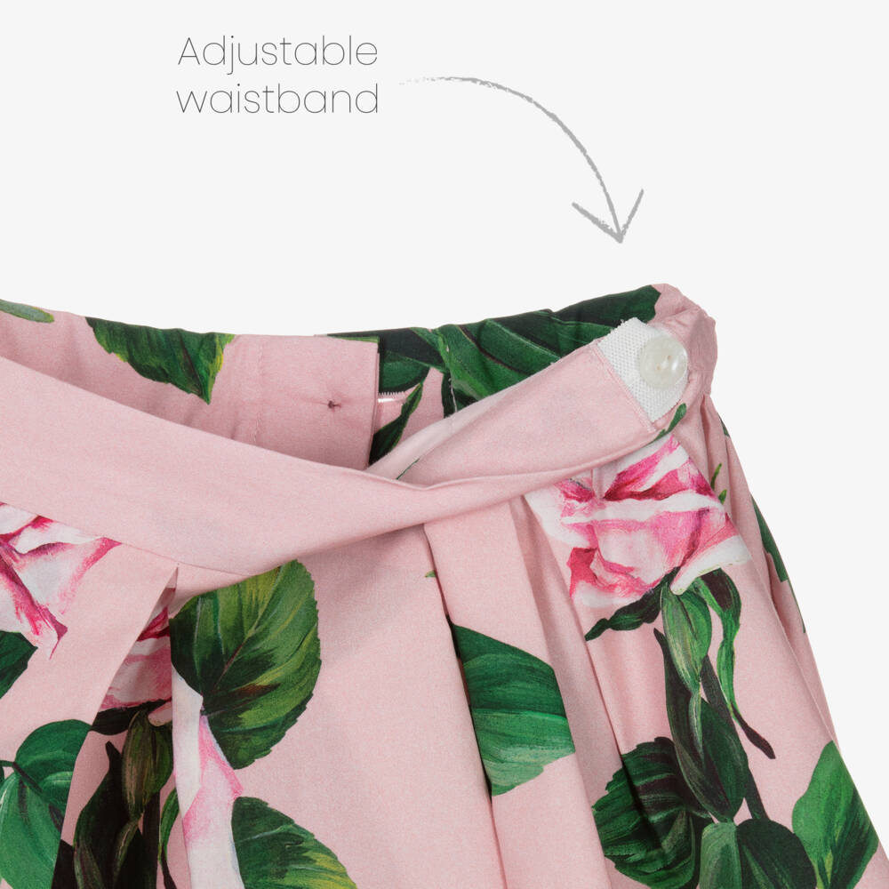 Dolce & Gabbana-Юбка из хлопка с розовым садом для девочек | Childrensalon Outlet