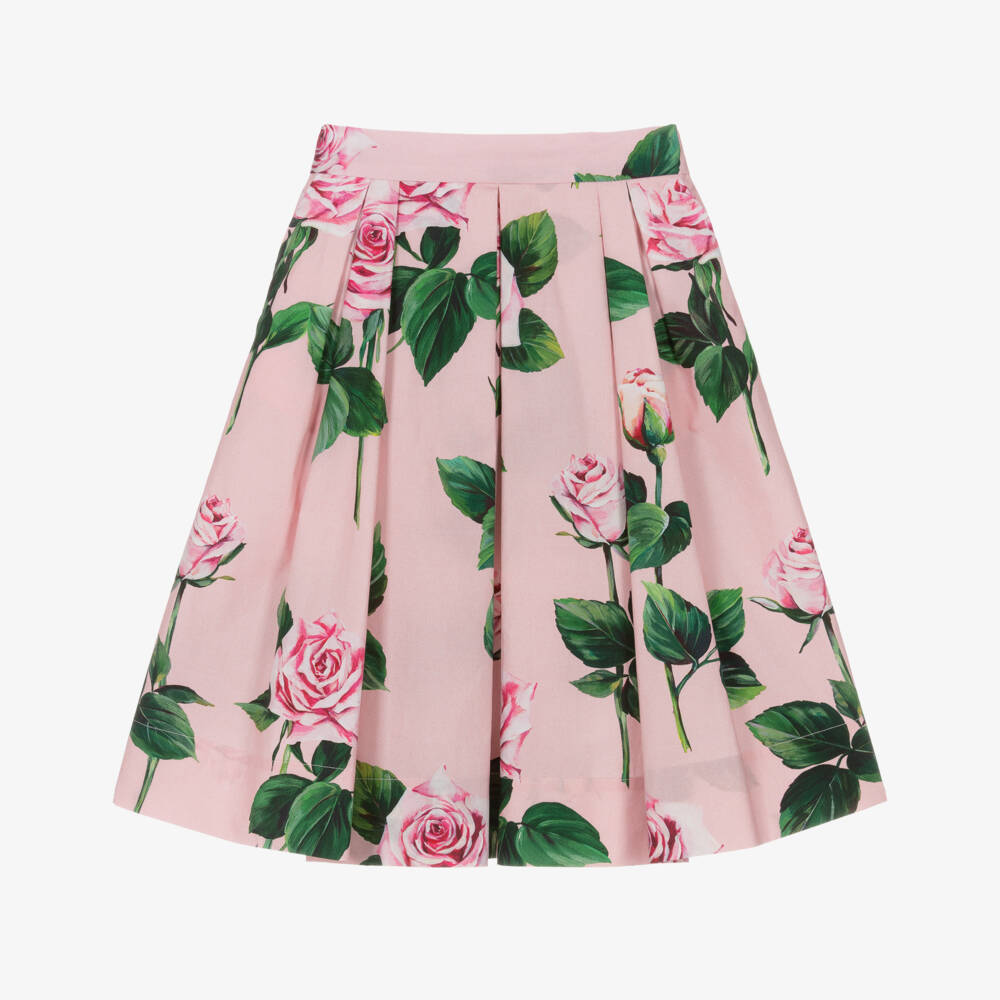Dolce & Gabbana-Юбка из хлопка с розовым садом для девочек | Childrensalon Outlet