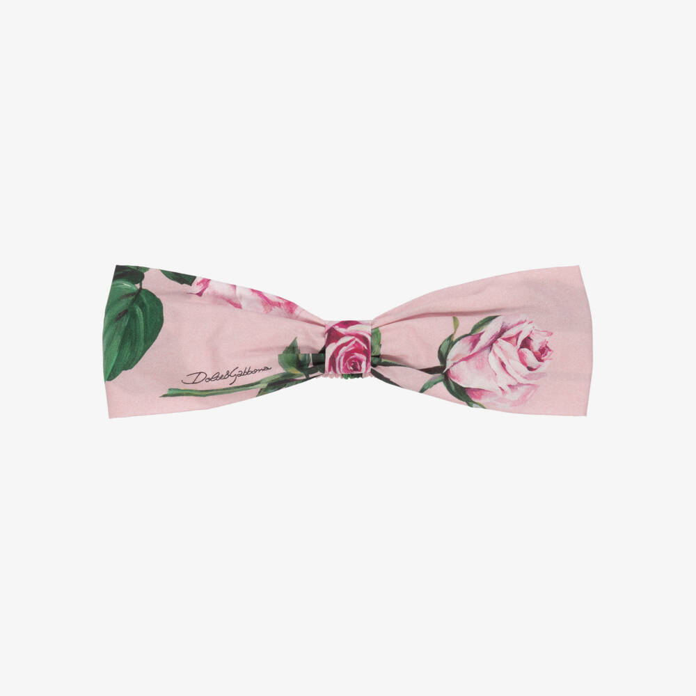 Dolce & Gabbana-Girls Rose-Patterned Cotton Hairband | Childrensalon Outlet