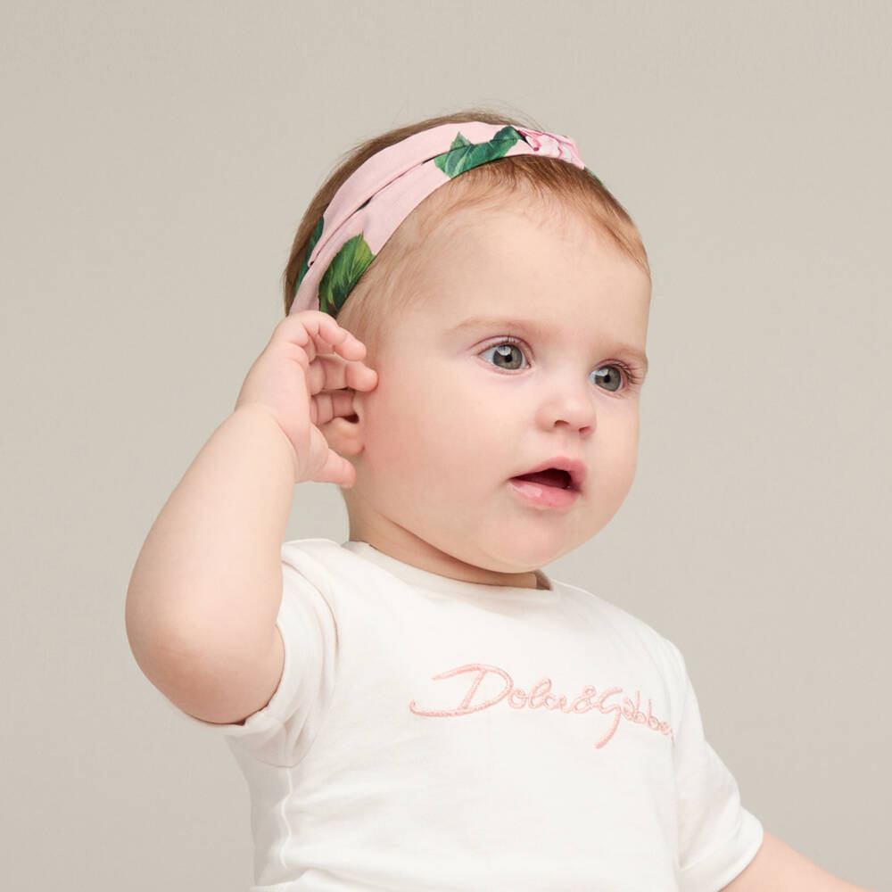 Dolce & Gabbana-Girls Rose-Patterned Cotton Hairband | Childrensalon Outlet