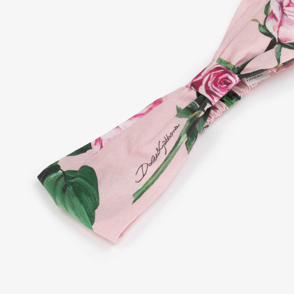Dolce & Gabbana-Girls Rose-Patterned Cotton Hairband | Childrensalon Outlet