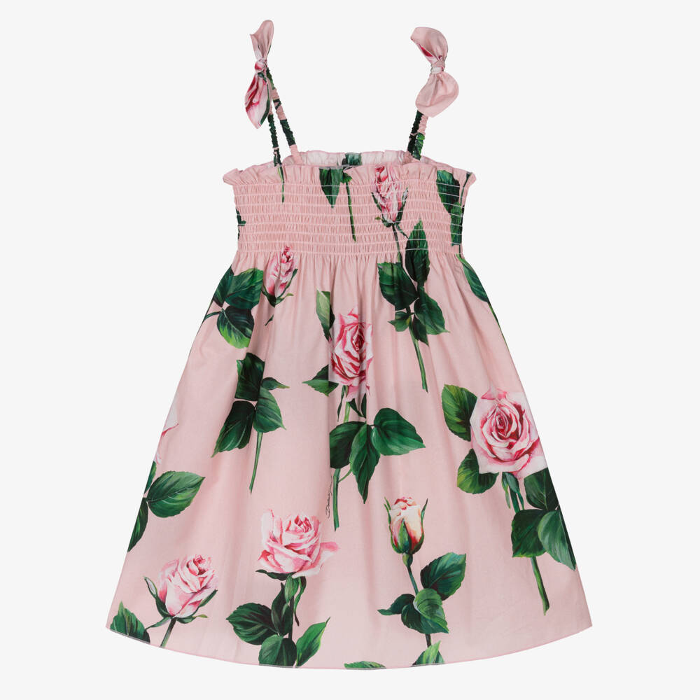 Dolce & Gabbana-فستان صيفي وردي للبنات من قماش البوبلين | Childrensalon Outlet