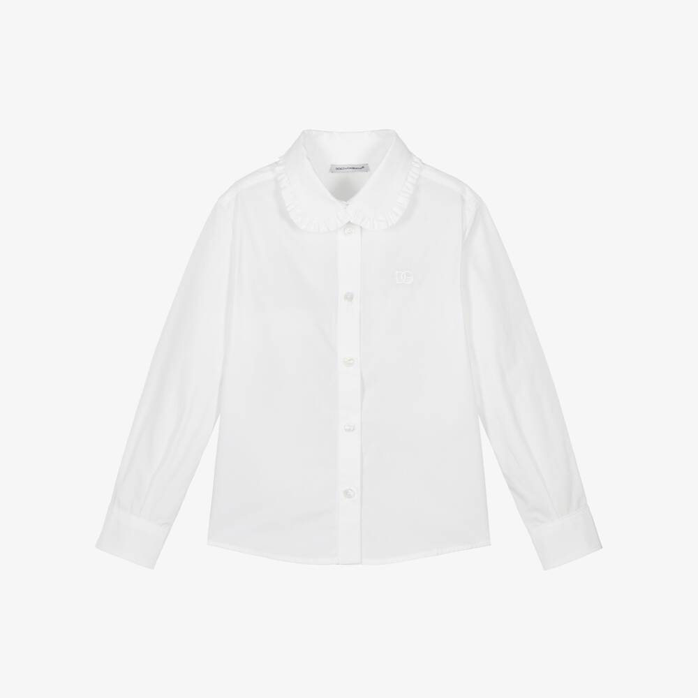 Dolce & Gabbana-Girls Ruffled Collar Top | Childrensalon Outlet