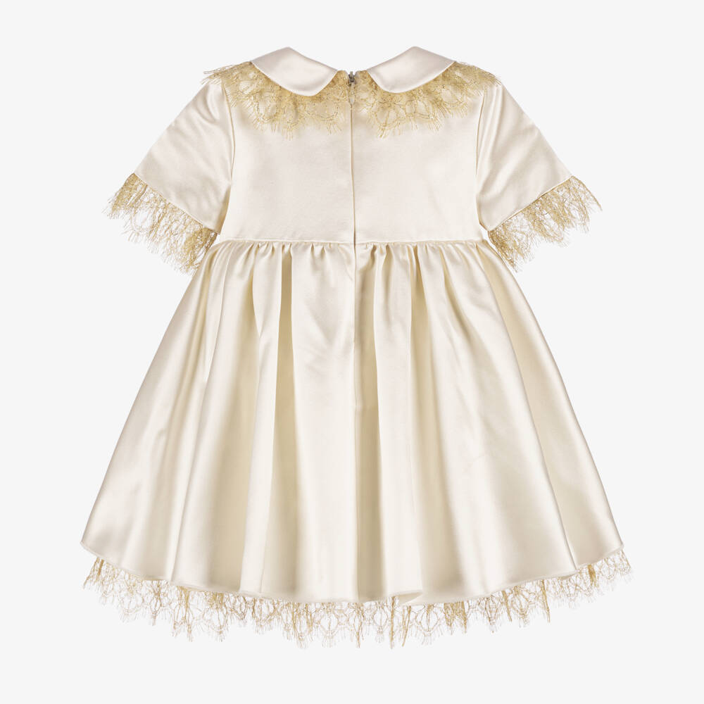 Dolce & Gabbana-Girls Satin Dress with Lace Accents | Childrensalon Outlet