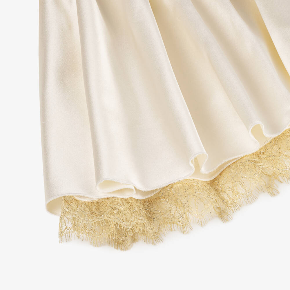 Dolce & Gabbana-Girls Satin Dress with Lace Accents | Childrensalon Outlet